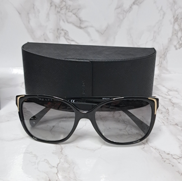 Prada Black Cat Eye SPR 01OSA Acetate Sunglasses - Picture 3 of 9